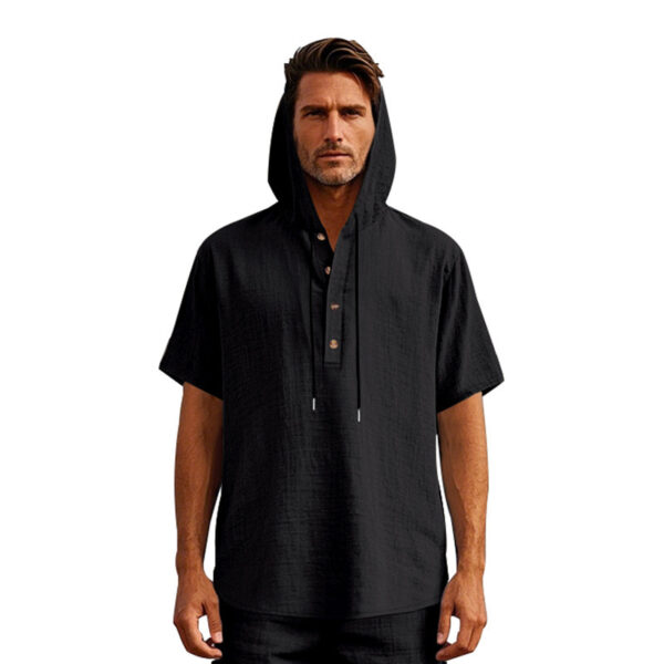 European And American Linen Short-sleeved Men's T-shirt Simple – Image 7