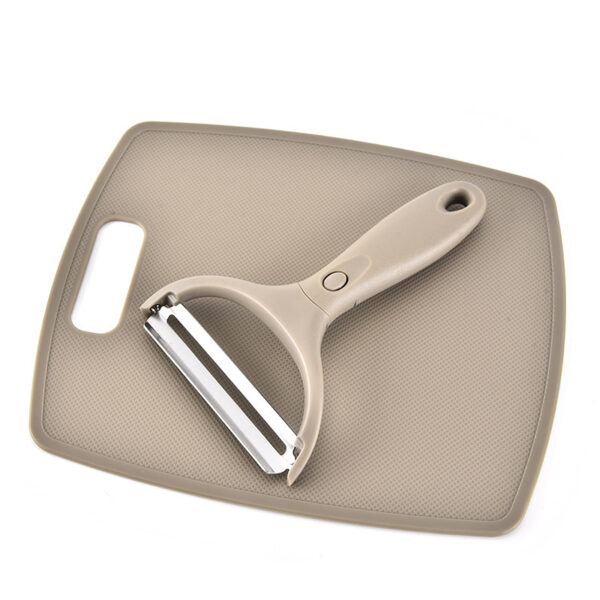 Stainless Steel Cutter Set Three Piece Set Wheat Straw Chopping Board Fruit Knife Peeler Combined Kitchen Tools – Image 5