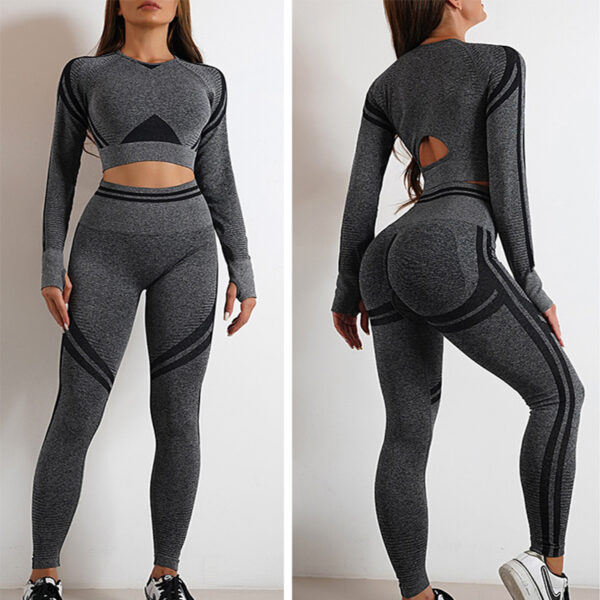 Seamless Yoga Pants Sports Gym Fitness Leggings Or Long Sleeve Tops Outfits Butt Lifting Slim Workout Sportswear Clothing – Image 3