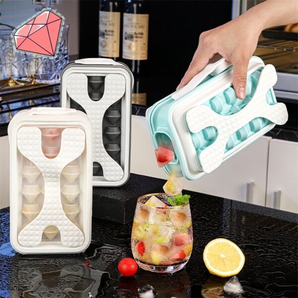 2in1 Portable Silicone Ice Ball Mold Ice Maker Water Bottle Ice Cube Mould Bottle Creative Ice Ball Diamond Curling Summer Kitchen Gadgets – Image 2