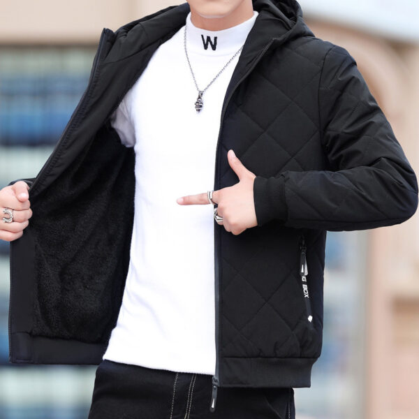 Fleece Jacket Diamond Plaid Cotton-padded Coat – Image 2