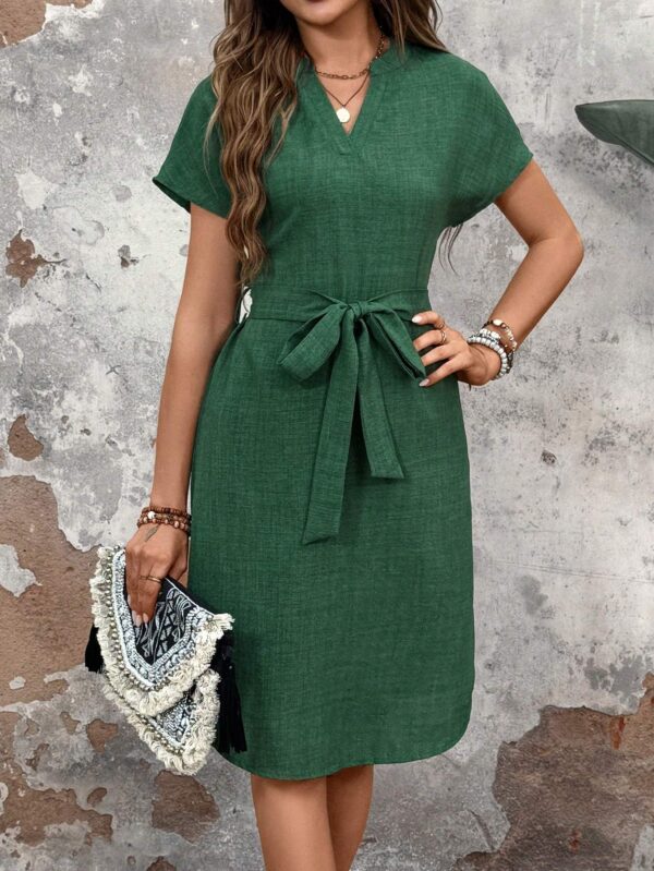 Women'S A-Line Waist Belted Dress Casual Dress Summer – Image 4