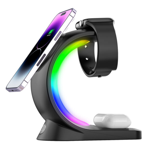 4 In 1 Magnetic Wireless Charger Fast Charging For Smart Phone Atmosphere Light Charging Station For Airpods Pro I-phone Watch – Image 8