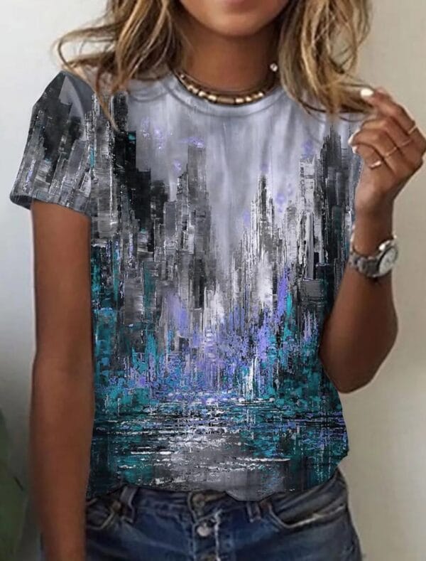 Women's European And American New Abstract Retro Print Short Sleeves – Image 9