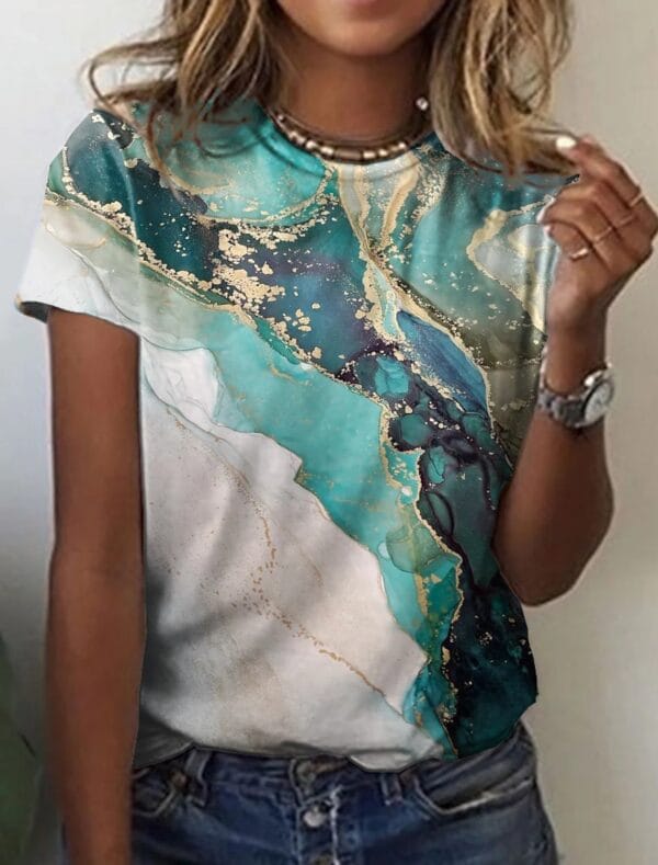 Women's European And American New Abstract Retro Print Short Sleeves – Image 6