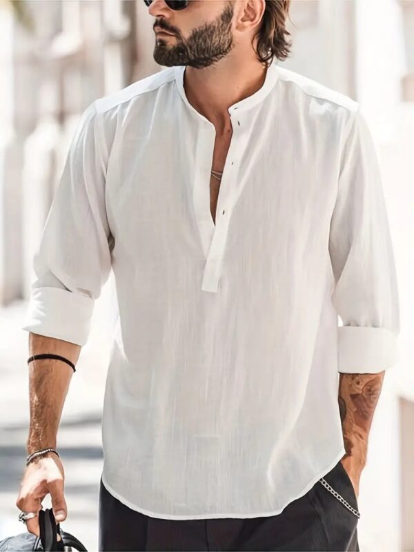 Men's Long-sleeved Breathable Button-down Shirt – Image 2