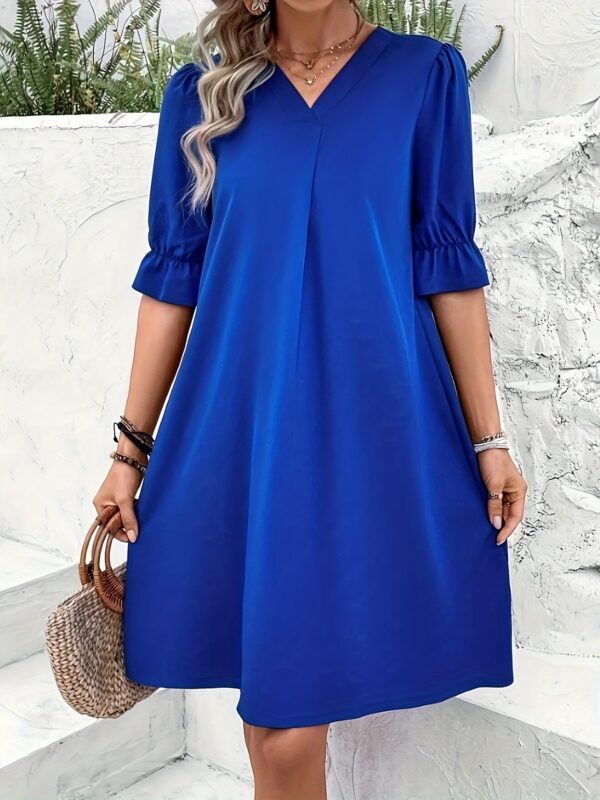 Elegant Color Short Sleeve Dress For Spring  Summer Women's Clothing – Image 2