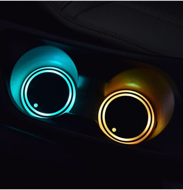 Colorful Cup Holder LED Light-up Coaster Solar & USB Charging Non-slip Coaster Ambient Light For Car Automatically – Image 3