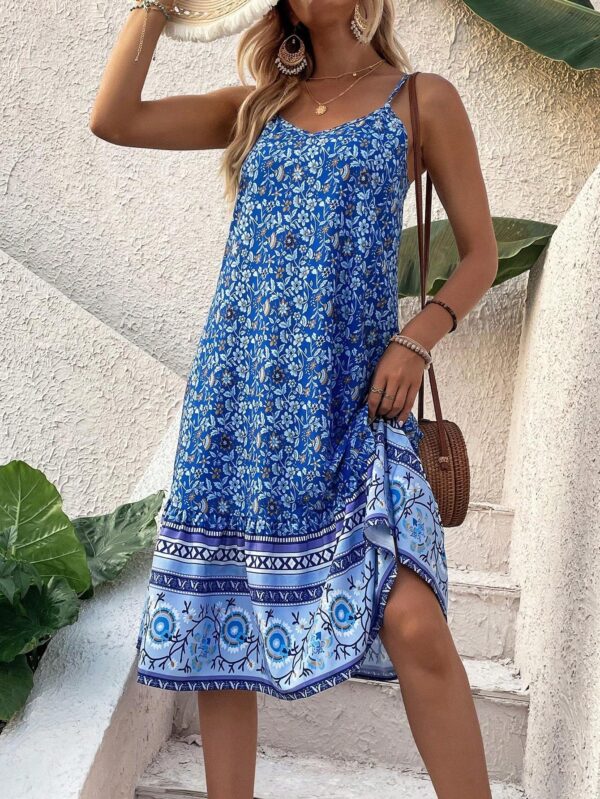 Women's Sleeveless Printed Casual Dress Maxi Vacation Beach Outfit – Image 3