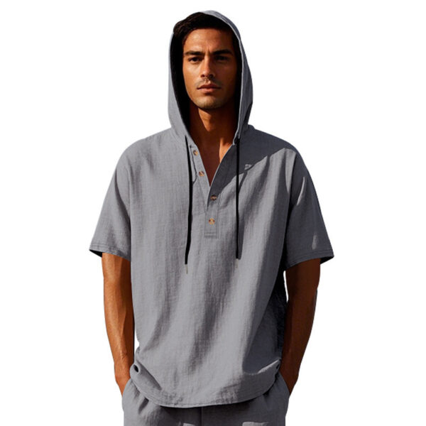 European And American Linen Short-sleeved Men's T-shirt Simple – Image 3