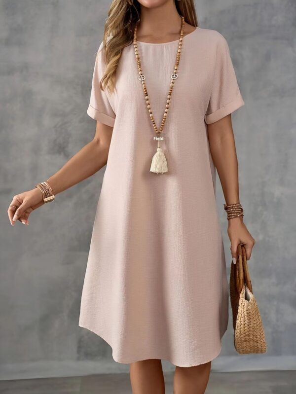 Round Neck Short Sleeve Loose Women's Wear Dress – Image 7