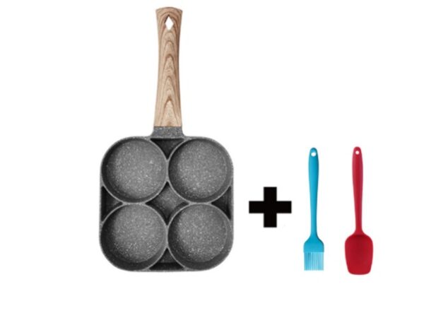 Multi Functional 4 Hole Frying Pan Non Stick Breakfast Burger Egg Pancake Maker Medical Stone Four Hole Omelet Pan – Image 10