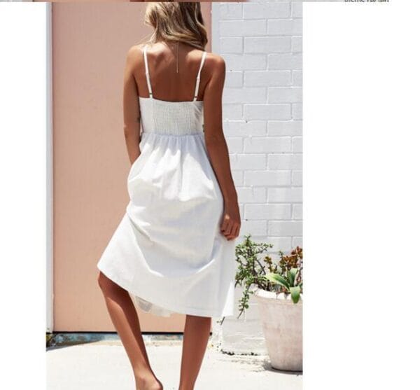 Sexy Suspender Button Pocket Halter Dress – Image 5