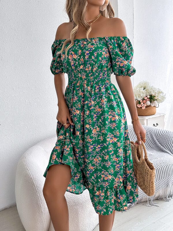 Floral Print Square Collar Dress Summer Fashion Ruffles Dresses Women's Clothing – Image 7