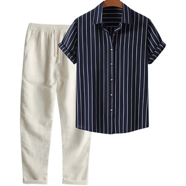 Printed Loose Short Sleeve Shirt Trousers Suit Men's Casual Suit – Image 3