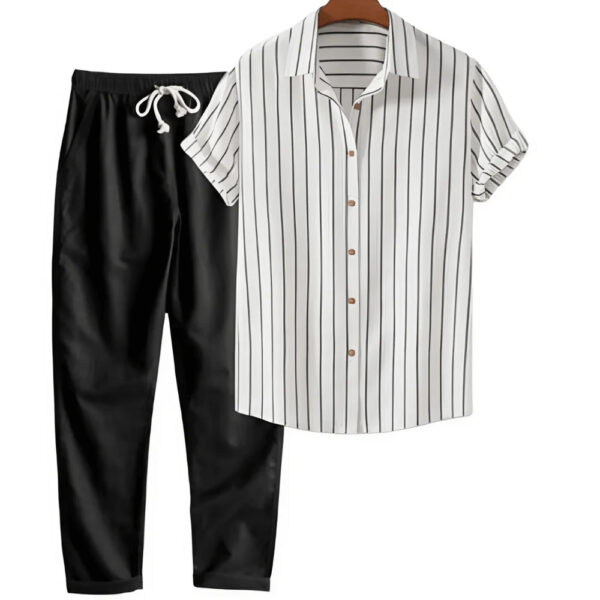 Printed Loose Short Sleeve Shirt Trousers Suit Men's Casual Suit – Image 5