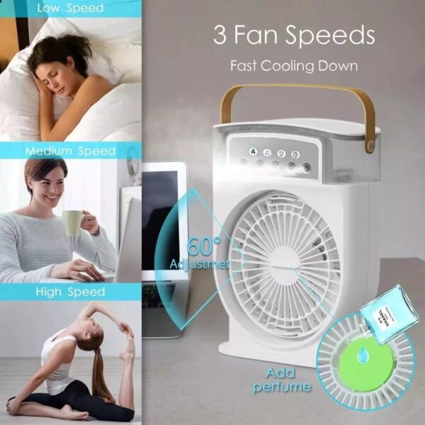 Portable USB Air Conditioner Cooling Fan With 5 Sprays 7 Color Light 600ML Water Tank Spray Mist Air Cooler Humidifiers – Image 7