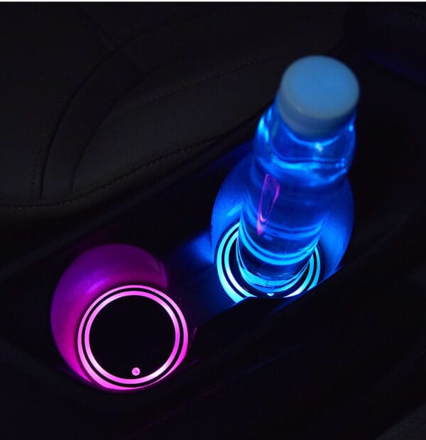 Colorful Cup Holder LED Light-up Coaster Solar & USB Charging Non-slip Coaster Ambient Light For Car Automatically – Image 4