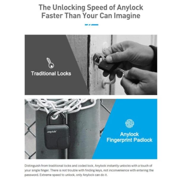 Smart Lock Waterproof L3 Fingerprint Padlock – Image 6