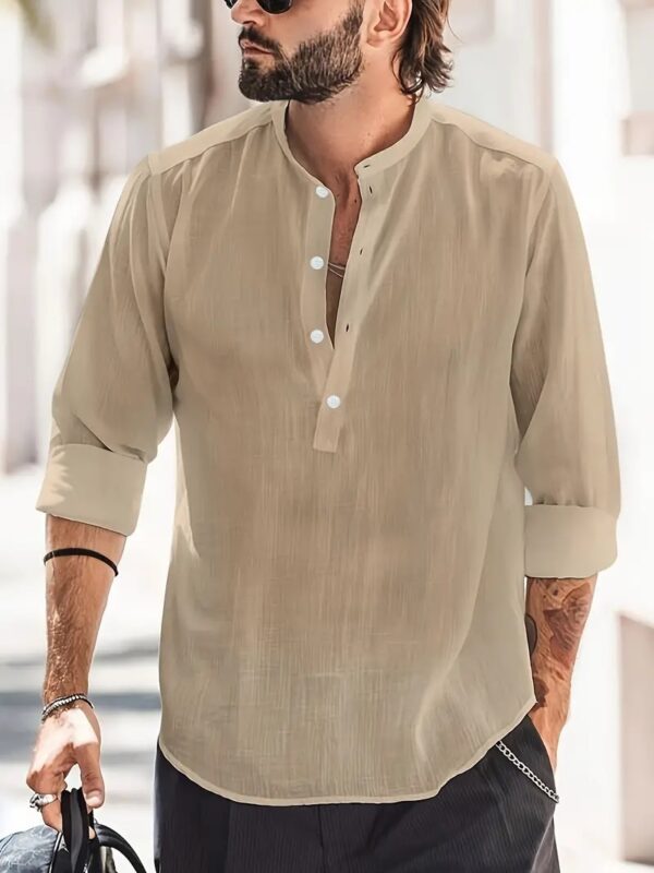 Men's Long-sleeved Breathable Button-down Shirt – Image 4