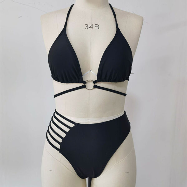 Two-piece Halter Neck Bikini Leopard Print Cutout Strap Swimsuit Set Summer Beach Womens Clothing – Image 6