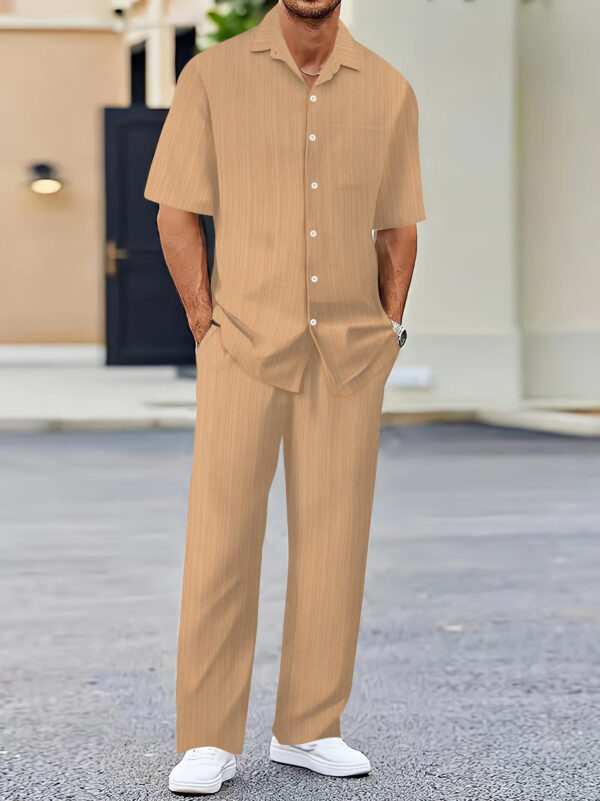 Men's Solid Color Short Sleeve Fashion Suit – Image 4