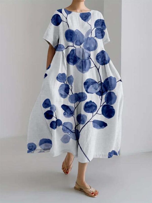 Women's Fashion Premium Short Sleeve Print Dress – Image 2