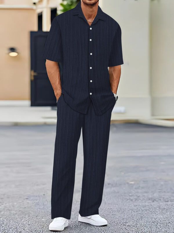 Men's Solid Color Short Sleeve Fashion Suit – Image 7