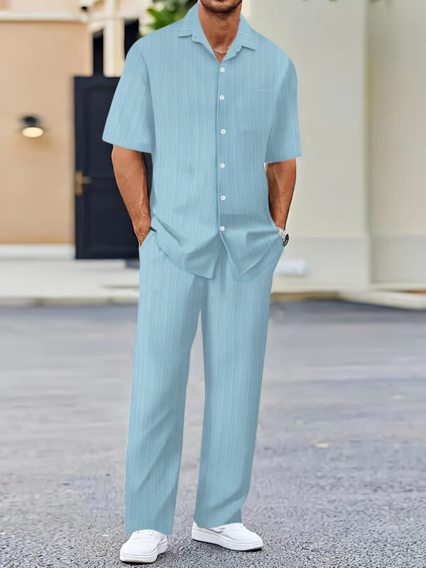 Men's Solid Color Short Sleeve Fashion Suit – Image 8