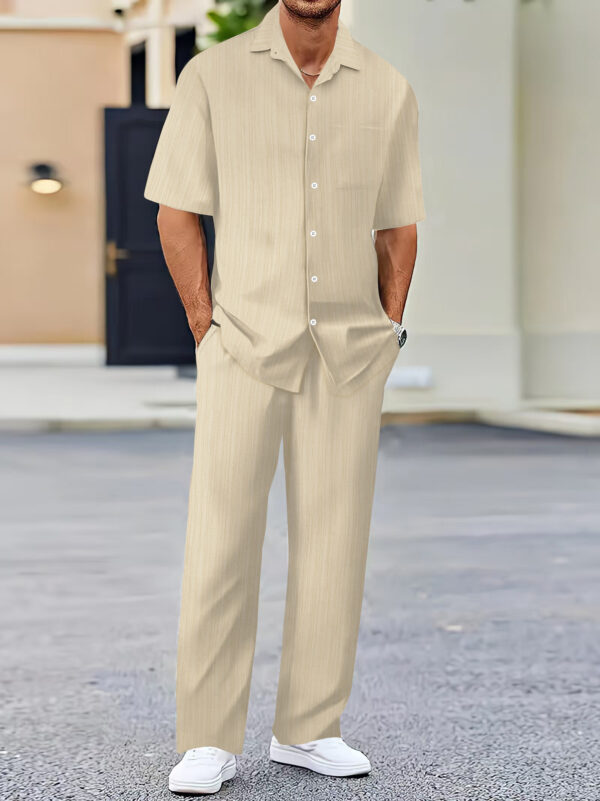 Men's Solid Color Short Sleeve Fashion Suit – Image 3