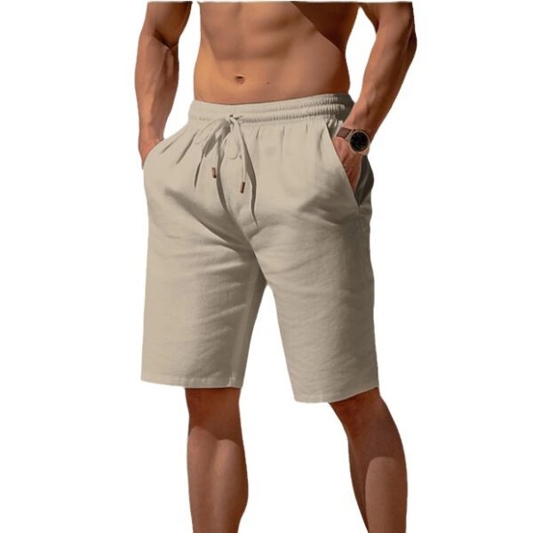 Summer Drawstring Shorts Elastic Waist Straight Pants Beach Breathable Shorts For Men Clothing – Image 7