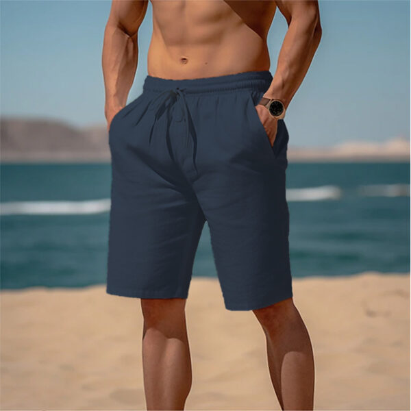 Summer Drawstring Shorts Elastic Waist Straight Pants Beach Breathable Shorts For Men Clothing – Image 2