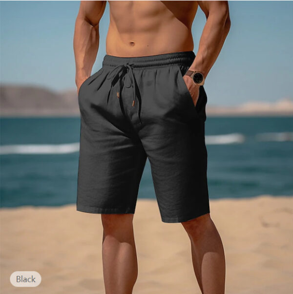 Summer Drawstring Shorts Elastic Waist Straight Pants Beach Breathable Shorts For Men Clothing – Image 8