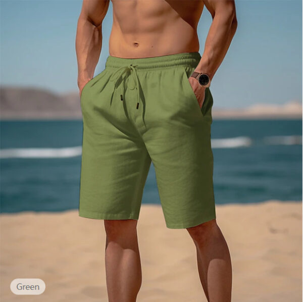 Summer Drawstring Shorts Elastic Waist Straight Pants Beach Breathable Shorts For Men Clothing – Image 4