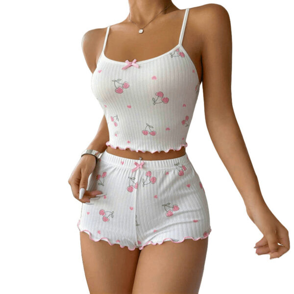 Summer Suspender Elastic Shorts Pajamas Women's Suit – Image 5