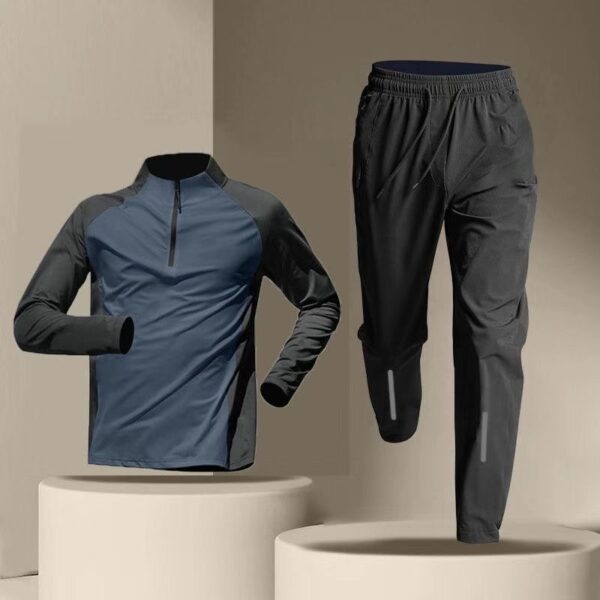 Half Zipper Training Wear Men's Quick Drying Clothes Long Sleeve Trousers Suit – Image 2