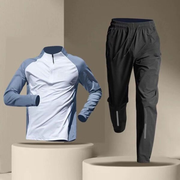 Half Zipper Training Wear Men's Quick Drying Clothes Long Sleeve Trousers Suit – Image 6