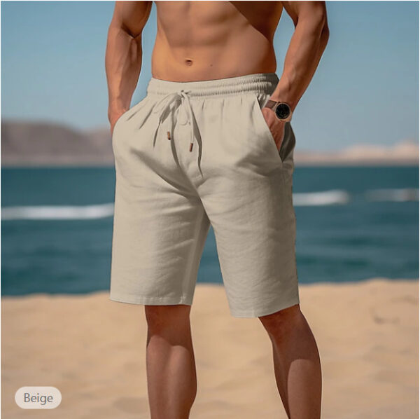 Summer Drawstring Shorts Elastic Waist Straight Pants Beach Breathable Shorts For Men Clothing – Image 5