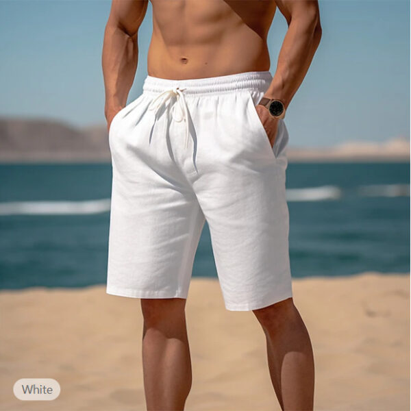 Summer Drawstring Shorts Elastic Waist Straight Pants Beach Breathable Shorts For Men Clothing – Image 3
