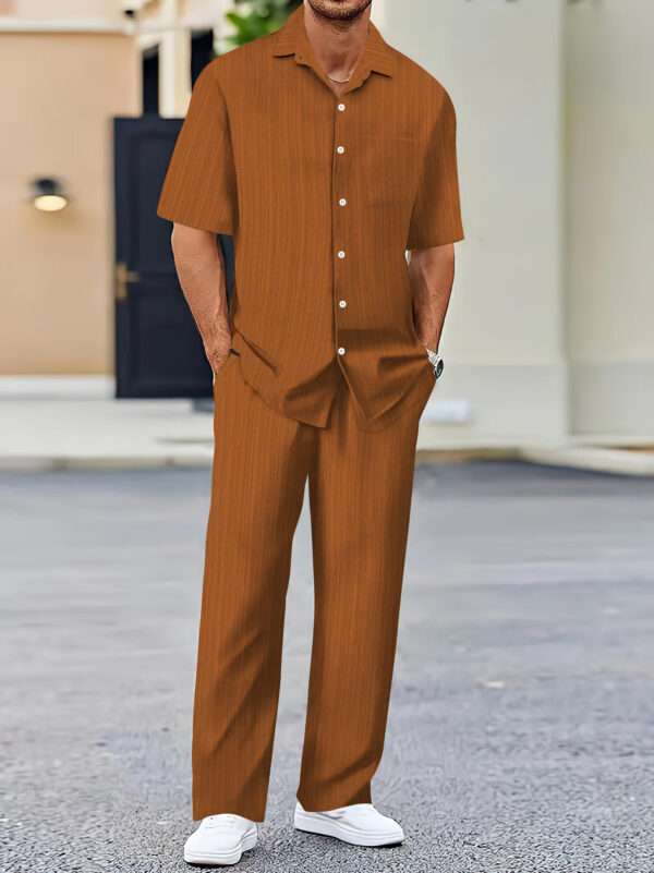 Men's Solid Color Short Sleeve Fashion Suit – Image 5