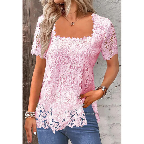 Rose Lace T-shirt Top For Women – Image 2