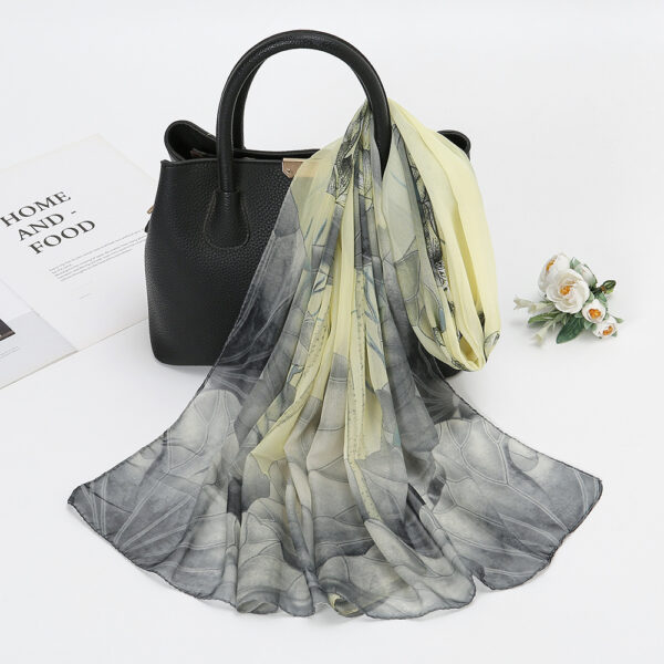 Thin Chiffon Lotus Pond Moonlight Printed Silk Scarf – Image 6