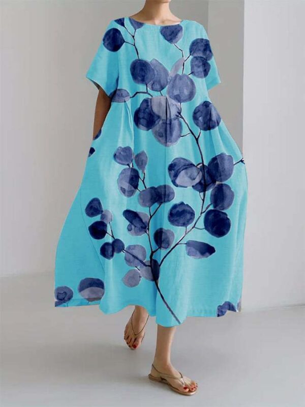 Women's Fashion Premium Short Sleeve Print Dress – Image 3