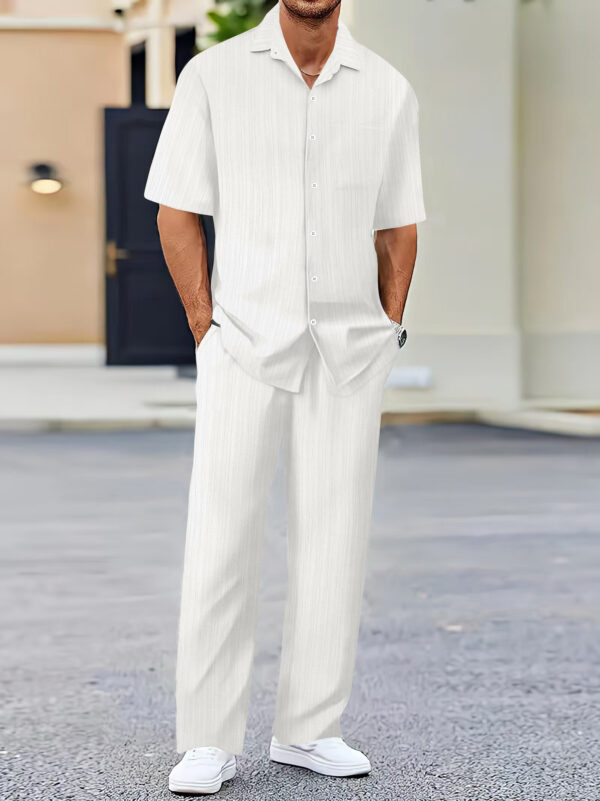 Men's Solid Color Short Sleeve Fashion Suit – Image 2