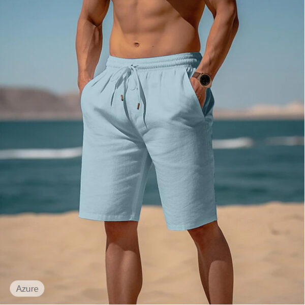 Summer Drawstring Shorts Elastic Waist Straight Pants Beach Breathable Shorts For Men Clothing – Image 6