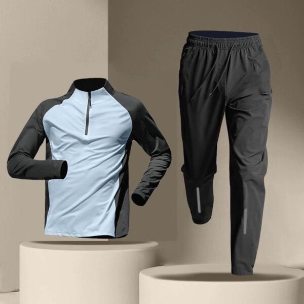 Half Zipper Training Wear Men's Quick Drying Clothes Long Sleeve Trousers Suit – Image 7