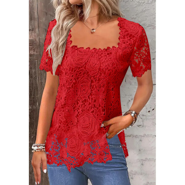 Rose Lace T-shirt Top For Women – Image 3