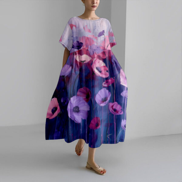 Women's Fashion Premium Short Sleeve Print Dress – Image 5