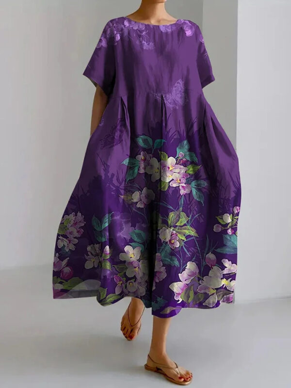 Women's Fashion Premium Short Sleeve Print Dress – Image 4