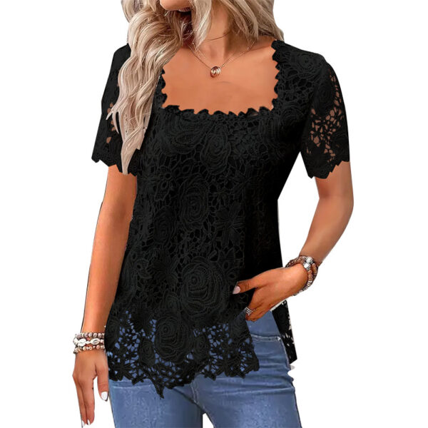 Rose Lace T-shirt Top For Women – Image 4